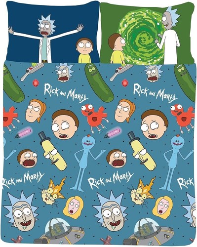Rick and Morty Portals Pickle Design Official Reversible Double Duvet Bed Set - Picture 4 of 5