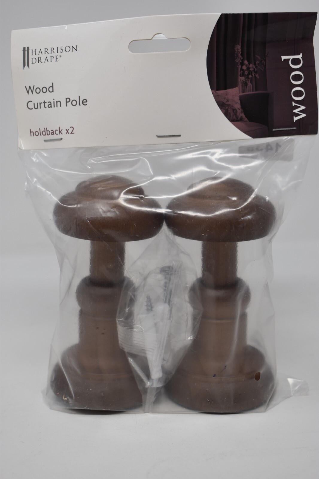 Harrison Drape Solid Wooden Curtain Pole Holdbacks in Walnut 2Pack