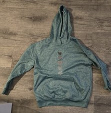 Women's Green Pull Over Heart Hoodie Medium