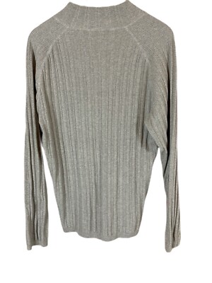 DKNY JEANS MENS OLIVE TAN CABLE KNIT 1/2 ZIP SWEATER SIZE XL 