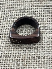Wood Ring With Silver Inset Size 6.5