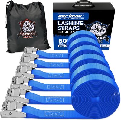 Sangles D'arrimage Cartman – Lot De 6 – Bleues – 1 X 12' – Jusqu'à 600 Lbs