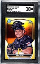 Axiel Plaz 2023 Bowman Chrome #BCP-208 - Yellow Refractor 30/75 SGC 10