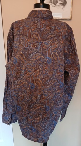 Starr Western Wear Hemd Herren XXL Braun Paisley Mehrfarbig Druckknopf Cowboy Neu mit Etikett - Bild 2 von 13