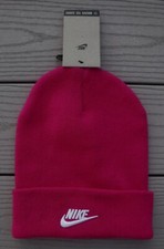 NWT NIKE Peak Tall Cuff Futura Adult Knit Beanie Hat-OSFM Ret 30 DARK PINK