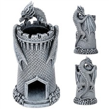 Fantasy Resin Dragon Castle Dice Tower Rolling Tray for RPG Board Game Accessory