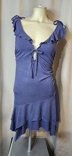 WILD FABLE Womens Blue Jersey Stretch Bodycon Ruffled Sundress Tie Front Sz XS