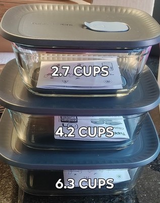 NEW! Tupperware VOILA Glass 6 PIECE VENT N COOK MICROWAVE OVEN BROIL FREEZER!!