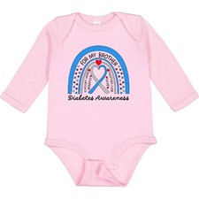 Inktastic For My Brother- Diabetes Awareness- Blue And Gray Long Sleeve Creeper