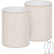 Tall Drum Lamp Shades Set of 2, 10"Top x10" Bottom x 13"High, Beige Lampshade...