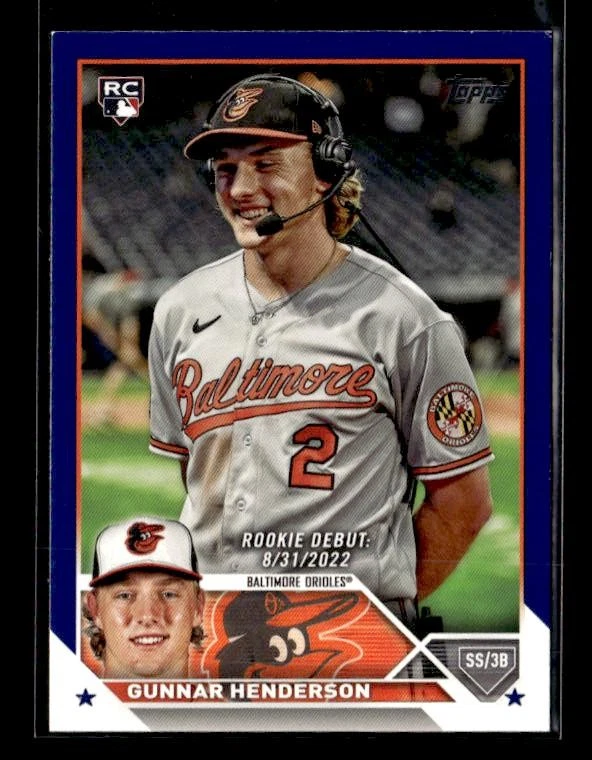 2023 Topps Update #US18 Gunnar Henderson Rookie Royal Blue Baltimore Orioles