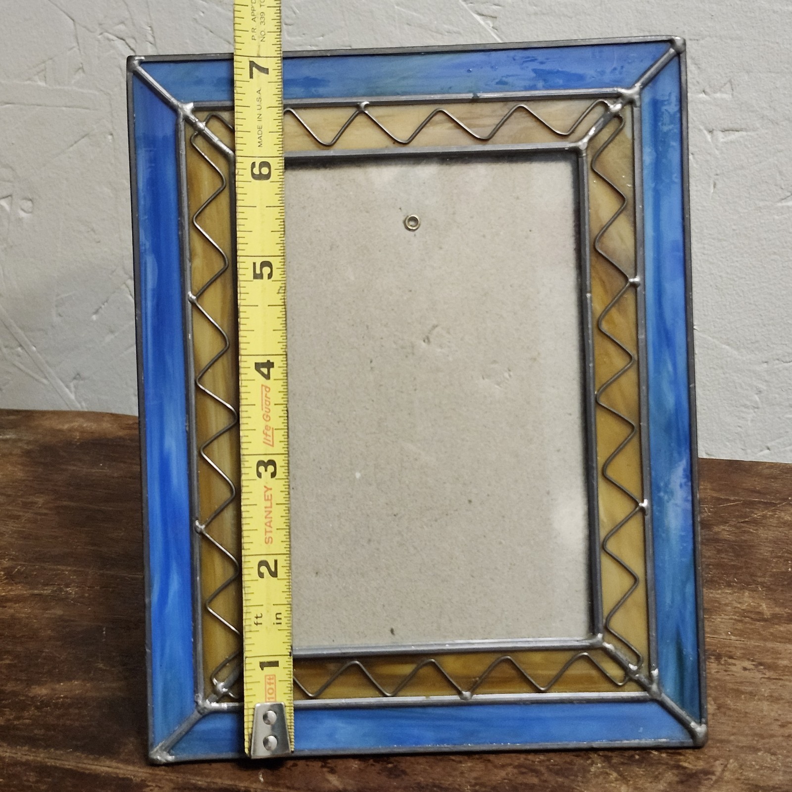 Fetco Stained Glass Picture Frame 3.5x5" Blue Yellow Easel Back