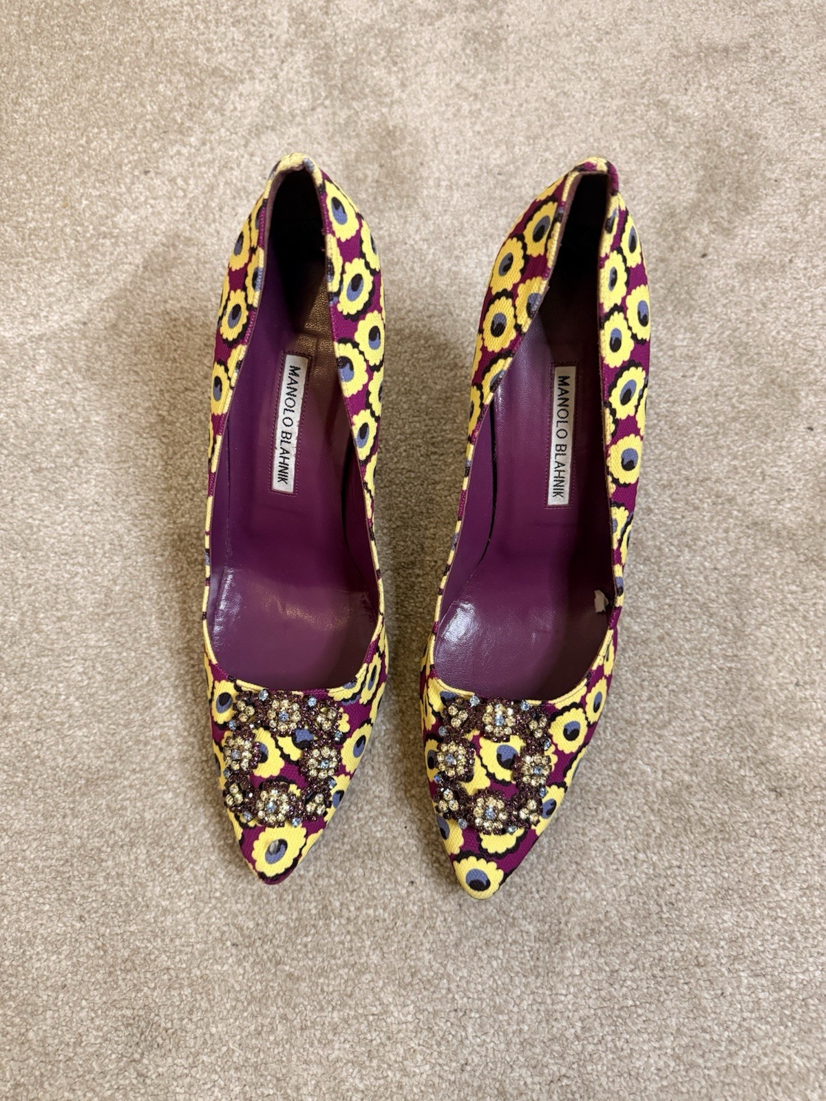Manolo Blahnik Hangisi Floral Print  High Heels Size 41.5