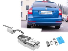 Fox Edelstahl Sportauspuffanlage Skoda Octavia 2 RS 1Z 2x80mm rund doppelwandig