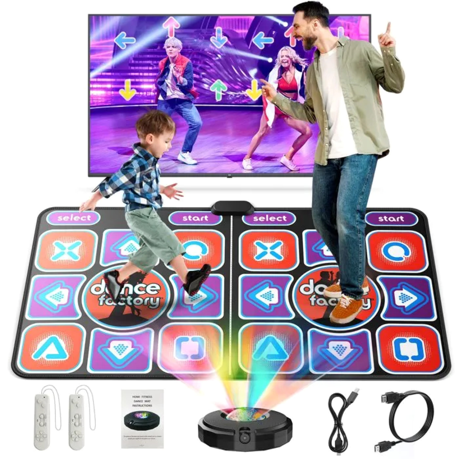 Tapis danse interactif TV musical pour enfant et adulte tapis double avec caméra