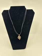 Rose Gold Floral Pink Flower Pendant Necklace with Double Rope and Clasp