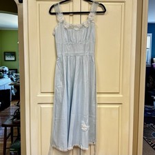   Shadowline Baby Blue Long Nightgown Chiffon Peignoir Women Ex Condition 34  