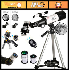 70mm Aperture 400mm Refracting Telescope for Kids  Beginners - Travel Kit, Phon