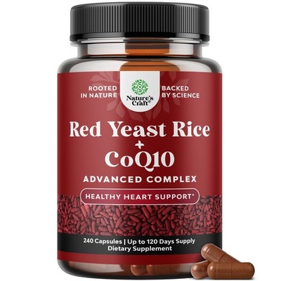 Red Yeast Rice with CoQ10 Supplement Extra Strength Non-GMO Citrinin-Free 240ct