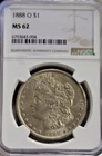 1888 O US Morgan Silver Dollar $1 NGC MS62