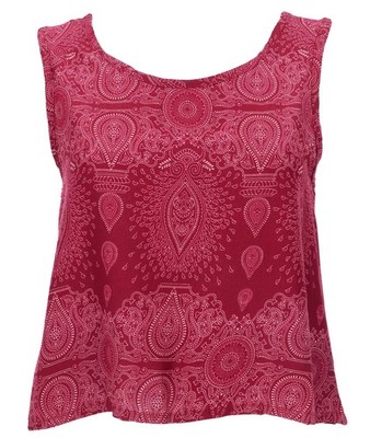 Boho Sommertop mit offener Rückenpartie, Damentop, Strandtop - weinrot