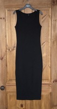 Black ribbed sleeveless bodycon dress S Shein