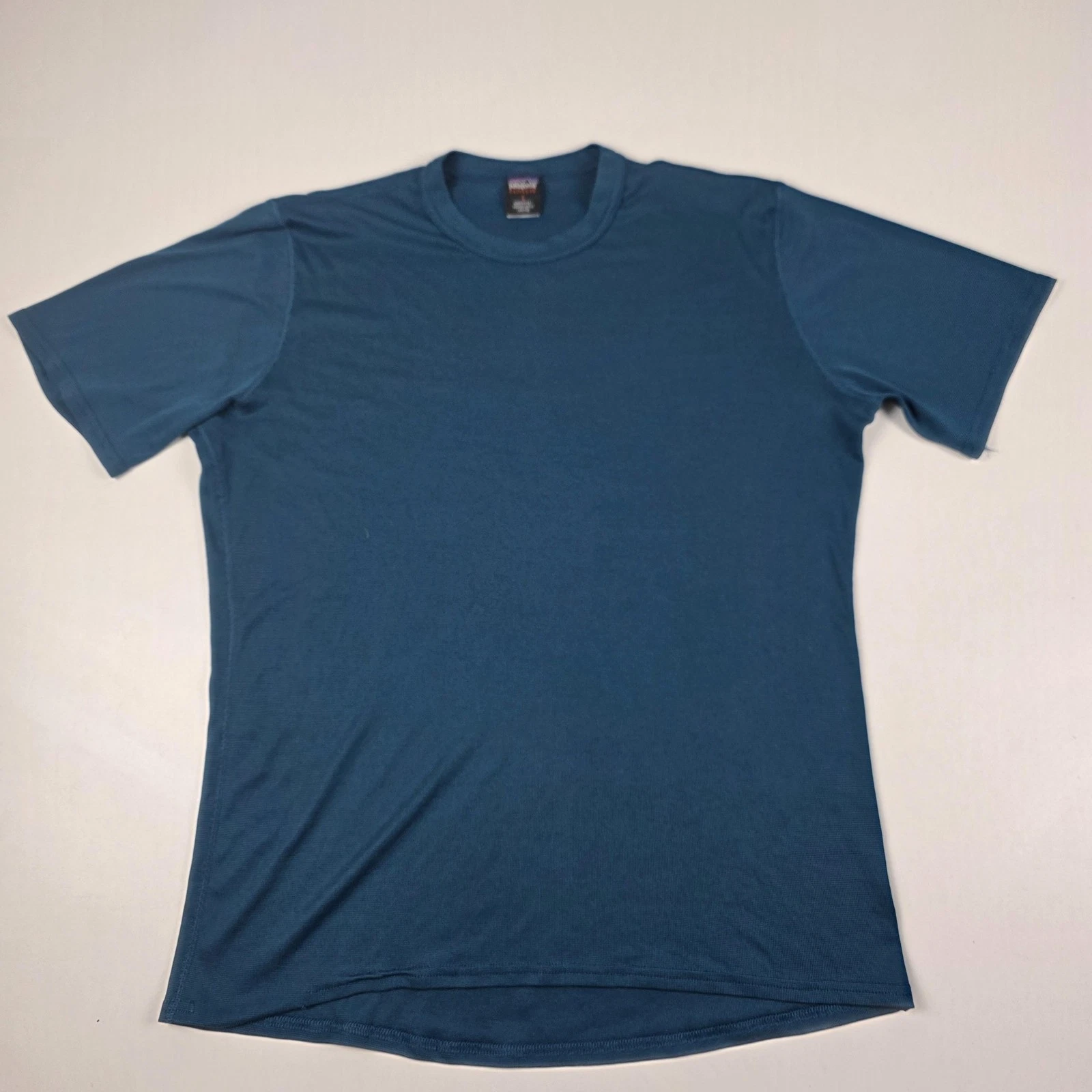 Patagonia Capilene Shirt Mens Large Blue Short Sleeve Base Layer Hiking Top