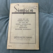 Genuine Simpson How To Use Manual for Model 479 and 480 Signal Generators