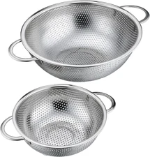 Stainless Steel Colander, Micro-Perforated Food Strainer with Handle for Washing