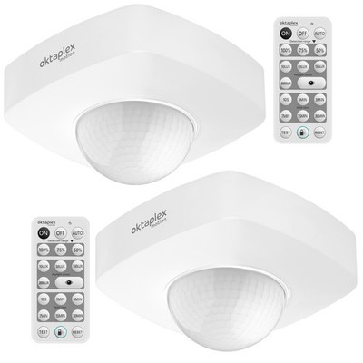 B-Ware 2er Set Oktaplex Tim Remote Bewegungsmelder Deckenaufbau quadratisch Weiß