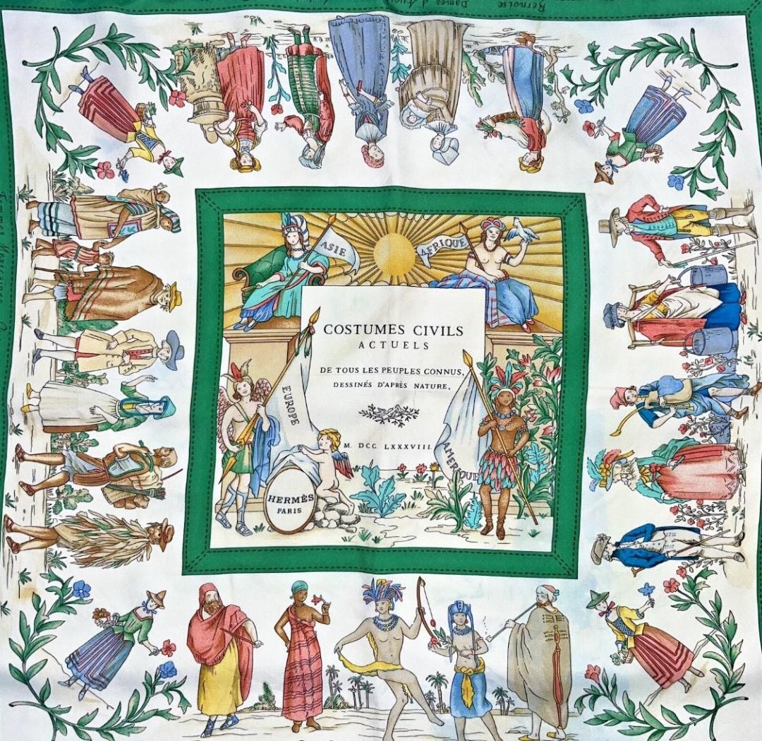 HERMES Scarf COSTUMES CIVILS ACTUELS | eBay