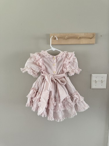 1980s Vintage Frilly Plaid Dress 2T - Picture 5 of 6