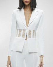 Alice + Olivia Alexia White Sheer Corset Fitted Jacket Blazer Size 4