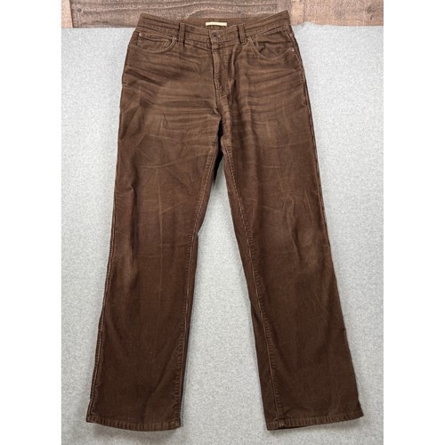 LL Bean Pants Mens 36x34 Brown Corduroy Natural Fit Straight Leg Outdoor Cotton