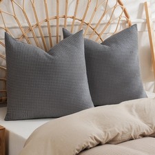 PHF 100 Cotton Waffle Weave Throw Pillow Cover, 20" x 20", No Filling, 2 Pack