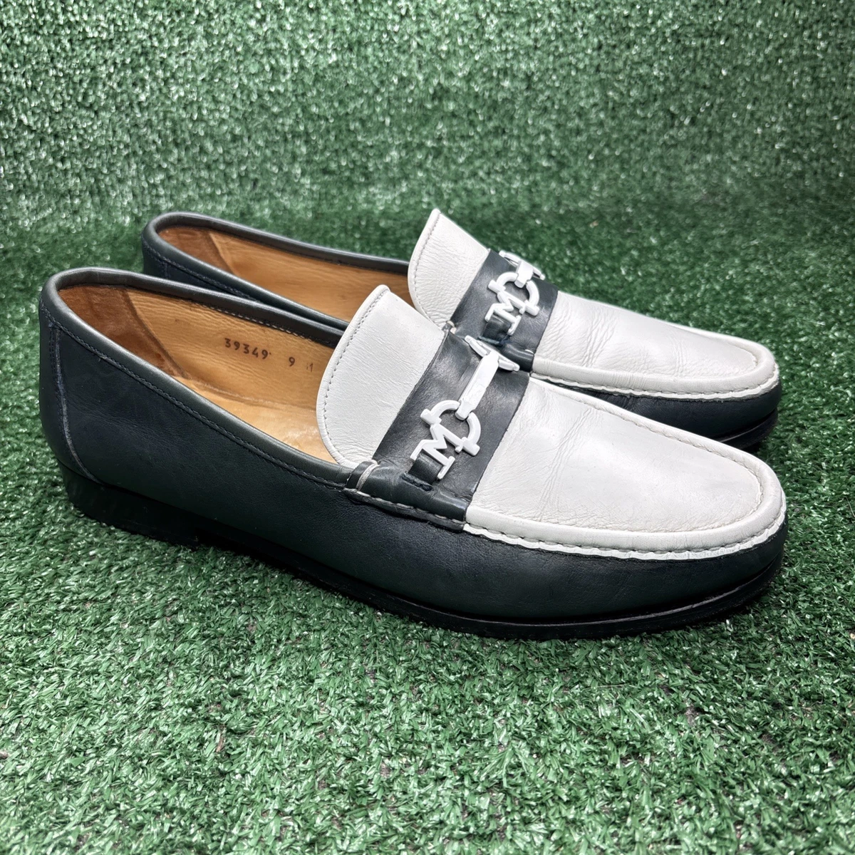 Bruno Magli Kurt Size 9 M‎ Spectator Loafers Blue/White Luxury Made In Bologna Bruno Magli White Dress Shoes for Men for sale | eBay main image 2