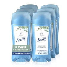 11/25 SECRET Invisible Solid Antiperspirant Deodorant Shower Fresh 6 Total 2.6oz