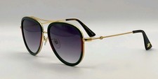 Gucci GG0062S Aviator Shades Gold Frame Red-Green Web Grey Gradient Lenses