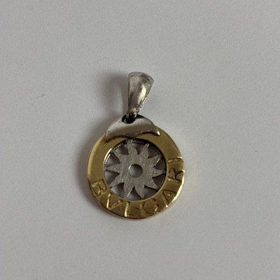 BVLGARI Tondo Sun Pendant Top Charm 14k Yellow Gold 585 & Stainless