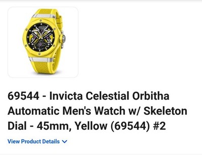 Invicta Celestial Orbitha Men's Automatic Skeleton Dial 45mm Yellow Silicone