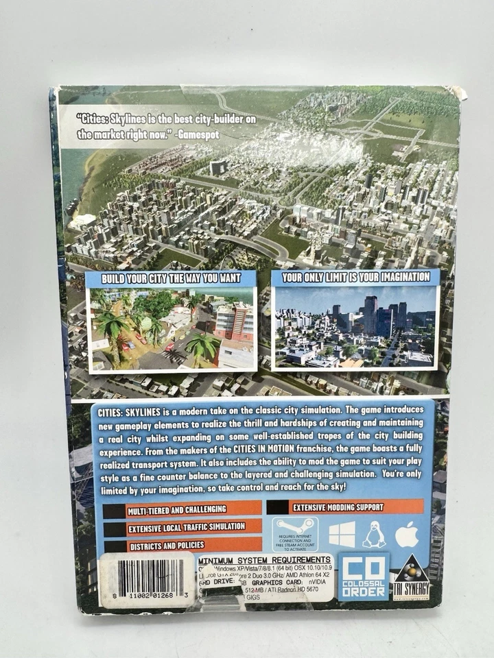 Cities Skylines PC Game With Slipcover (DVD ROM, 2015) Brand New Sealed - Image 3 of 4