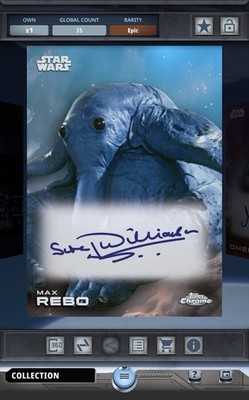 Star Wars Card Trader Topps Chrome 2025 Max Rebo Signature Blue 150cc Epic