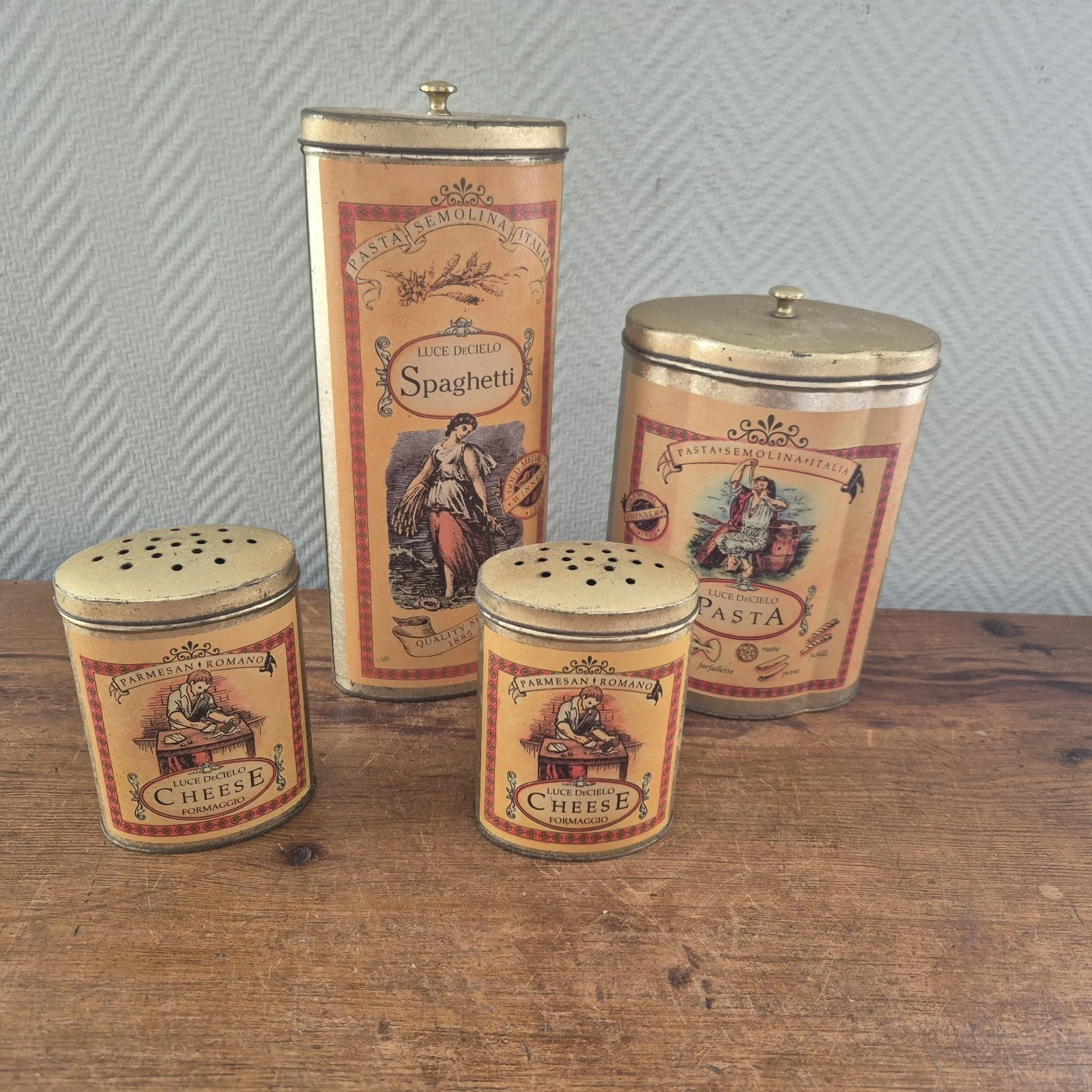 Vintage Tin Set Metal Set Spaghetti Pasta Parmesan