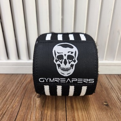 Gymreapers Knee Wrap Black White Stripes Replacement Single Weightlifting Gym