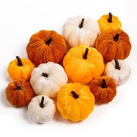 KüNstliche KüRbisse Set 12 StüCk Samtige Deko Herbstdeko