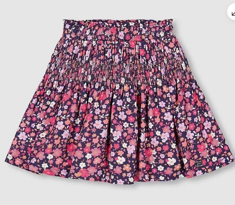 Deux par Deux Girls Printed Woven Skirt Dark Navy Ditsy Flowers Sz 6 New