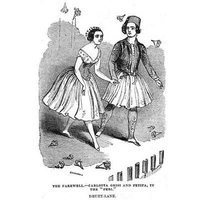 CARLOTTA GRISI & Petipa im Ballett Peri - Antikdruck 1843
