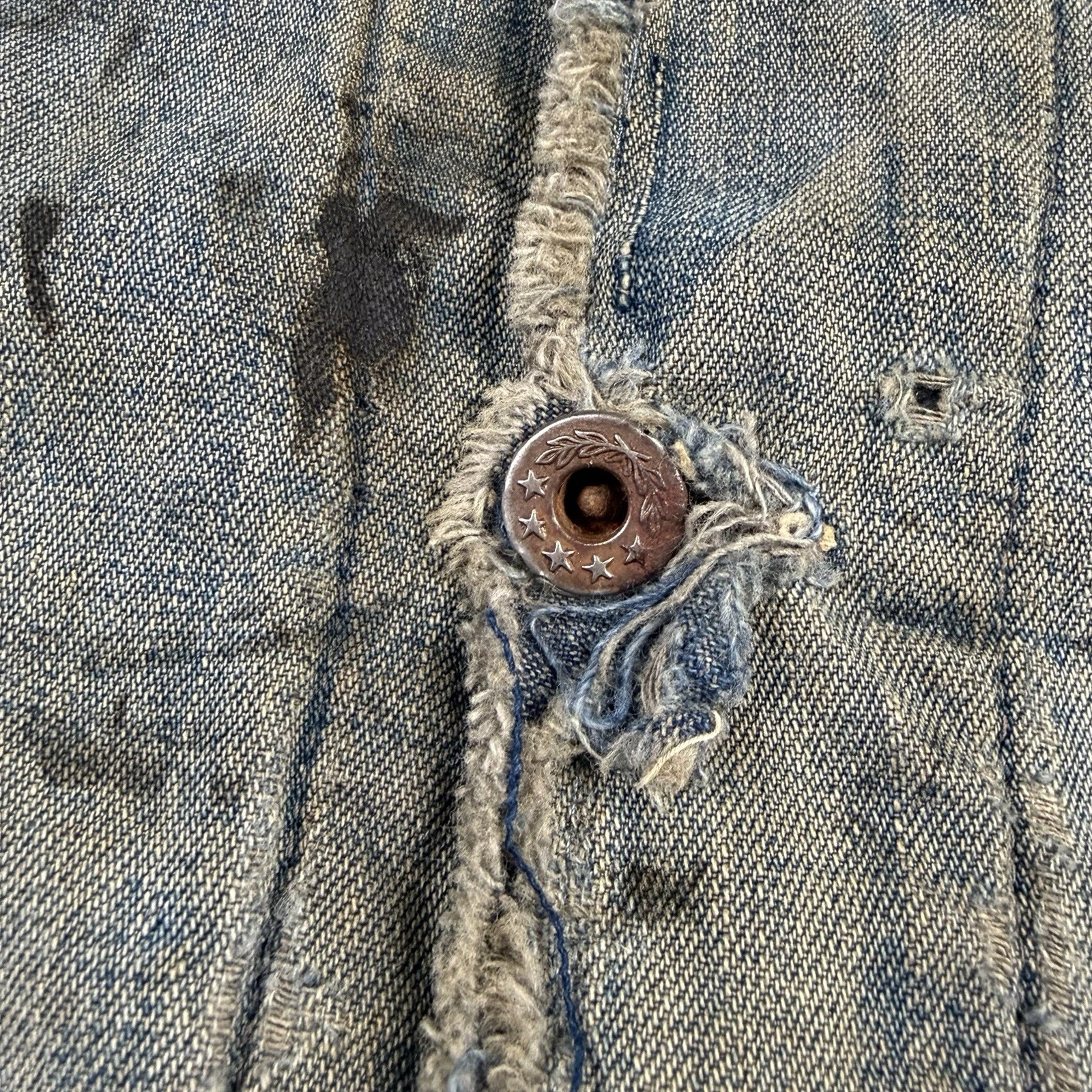 Vintage 1930s WW2 Faded Distressed Thrashed Lined Chore Jacket Workwear XL image 8