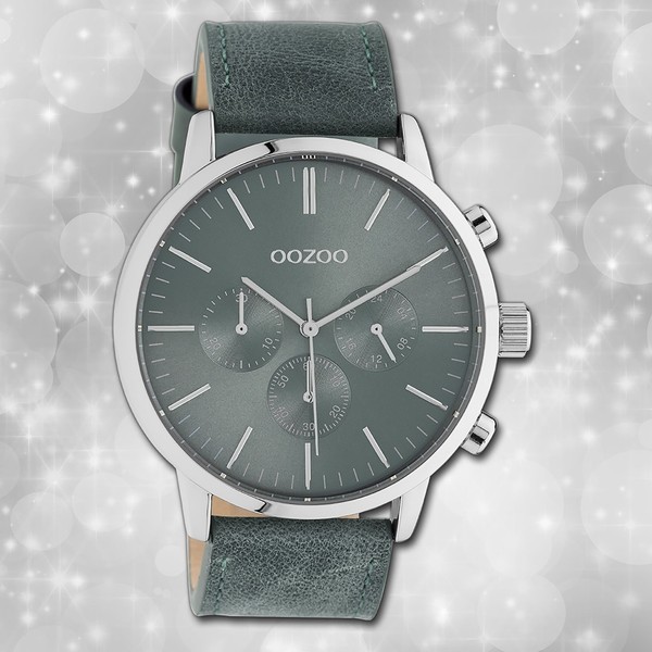 Oozoo Unisexuhr Timepieces C10915 Grau Lederarmband Quarz Analoguhr UOC10915-image
