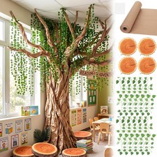 Fullhawl 3D Classroom Tree Bulletin Board Set with 4 Round Throw Pillow Wood ...